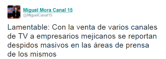 Miguel Mora Canal 15 en Twitter
