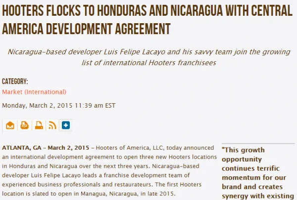 Hooters Flocks to Honduras and Nicaragua with Central America Development Agreement _ Hooters Newsroom