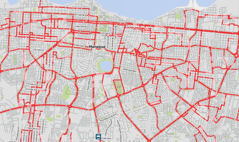 ¿Sabes por dónde pasa cada bus de Managua? Aquí está el mapa