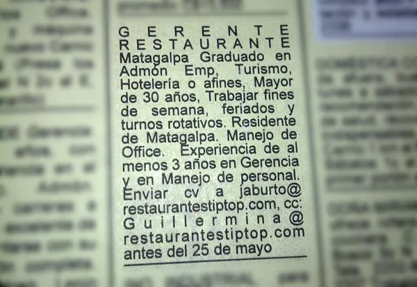 Tip Top busca nuevo Gerente en Matagalpa