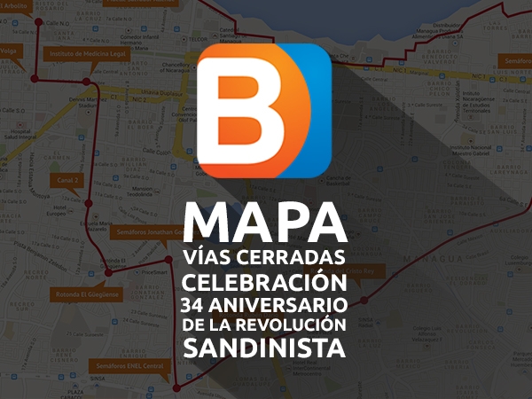 Mapa: Vías cerradas en Managua el 19 de Julio